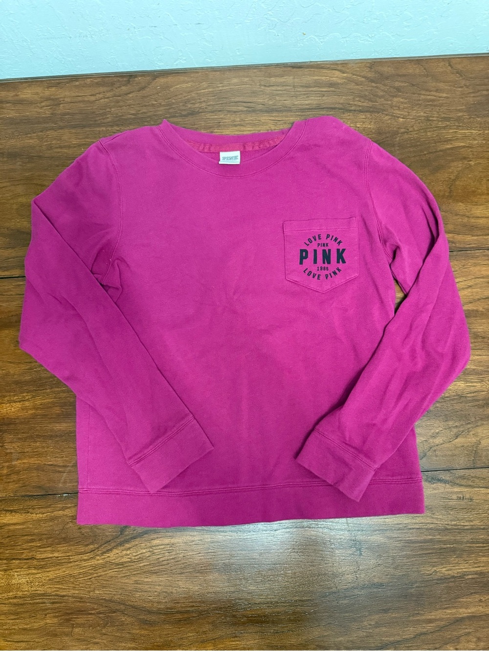 PINK Victoria's Secret Fuchsia Long-Sleeve Pocket Tee